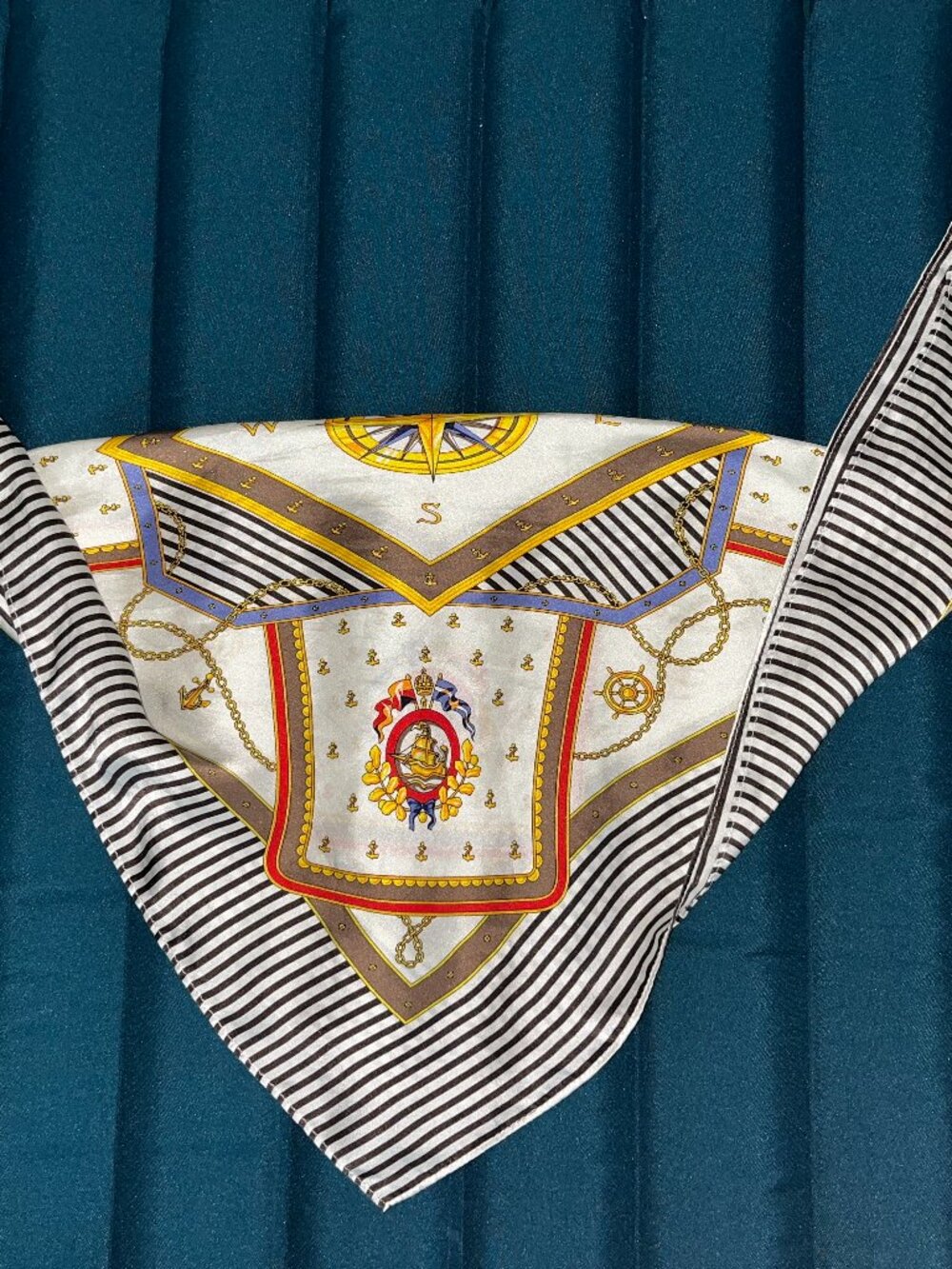 Vintage - Style Nautical Stripted Square Silk Scarf